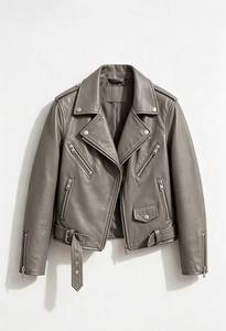 Veste moto en cuir PU pour homme, col rabattu, fermeture éclair, coupe ajustée, couleur unie, manches classiques, automne - Product Image 3