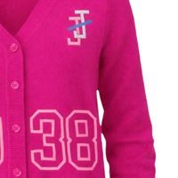 Cardigan rose brodé à boutons, pull en maille à manches longues, doux, décontracté, tendance, pour superposition, style de vêtement quotidien