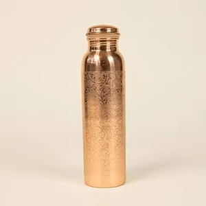 Matt Red Copper Water Bottle With Hammered Band Modern Design Portable Travel <b>Drinkware</b> - Product Image 5