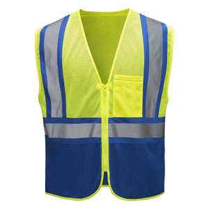 Chaleco de Seguridad de Alta Visibilidad, Malla Reflectante, Transpirable, Unisex, Azul y Amarillo, Poliéster - Product Image 1