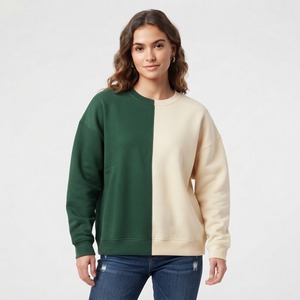 Sweat-shirt classique à col rond en polaire, coupe urbaine, bicolore, à manches longues, conçu pour l'automne et l'hiver, tissu respirant, coupe flexible - Product Image 3