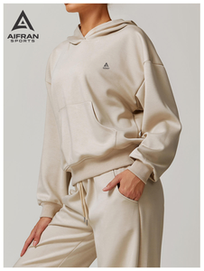 Sudadera con Capucha Extra Grande de Lujo para Mujer AIFRAN, con Logotipo Personalizado, 400g, Algodón Grueso, Sudadera Deportiva Ligera para Gimnasio, Venta al Por Mayor - Product Image 6