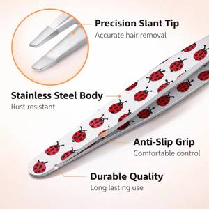 Pince à cils rose de haute qualité avec breloques fraise et cerise, en acier inoxydable de précision, pointe lisse, Morje, pour application chirurgicale des cils, 10 mm - Product Image 4