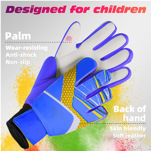 Football Goalkeeper Gloves PU Full Finger Non Slip Breathable Adjustable <b>Wrist</b> <b>Strap</b> Hook Loop Closure Unisex Silicone Printing - Product Image 5