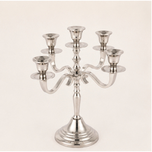 Unique <b>Silver</b> 5 Arm Candle Holder Metal Candelabra Centerpiece for Wedding Table Decoration <b>Candlestick</b> Stand Factory Price - Product Image 3