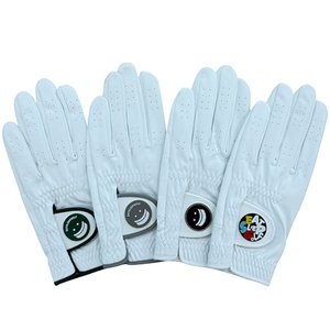 Gants de golf personnalisés de qualité supérieure, blancs, pour femmes/hommes, main droite/gauche, respirants, légers, antidérapants, fermeture à pression, en cuir Cabretta - Product Image 1