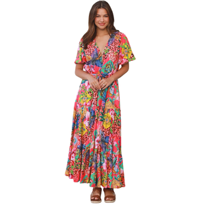 Vestido Maxi Floral para Mujer, Manga Corta, Ligero, Vestido de Verano - Product Image 4