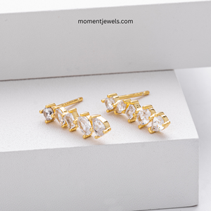 925 <b>Sterling</b> <b>Silver</b> Zircon <b>Stud</b> Earrings Rhodium Plated Geometric Shape Drop Earrings for Women Anniversary Wedding - Product Image 5