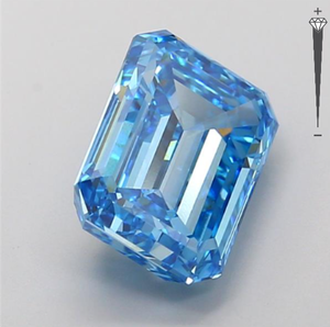 Diamant de laboratoire CVD 3,42 CT, taille émeraude, couleur bleu vif fantaisie, clarté VVS2, certifié IGI, référence 722540383 ROYAL GEMS pour la joaillerie - Product Image 2
