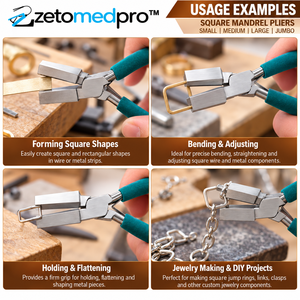 Square Mandrel <b>Pliers</b> <b>Small</b> Medium Large Jumbo 6.75in Stainless Steel PVC Grip Silver Custom Grip Color ZETOMEDPRO - Product Image 5