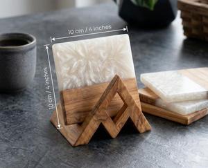Handmade Square Modern Resin Natural Wood <b>Coaster</b> Set Premium Decorative <b>Drink</b> <b>Coasters</b> for Home Table Decor Gifts Collection - Product Image 3