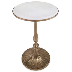 Table basse en marbre veiné vert avec piétement en laiton doré, table d'appoint contemporaine et écologique pour salon - Product Image 2