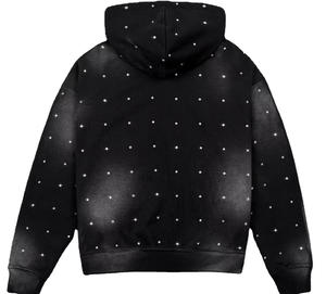 Men's <b>Black</b> Hooded <b>Sweatshirt</b> With White Dot Print Regular Fit Casual Knitted Polyester Hoodie Autumn Style - Product Image 3