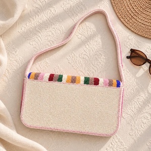 Bolso de Hombro de Lino para Mujer, Estilo Bohemio Indio, Diseño de Diseñador, Impermeable, Ecológico, Hecho a Mano, con Cuentas, para la Noche, Compras o Uso Diario - Product Image 3