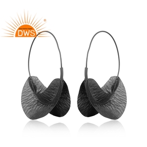 Meilleure vente 925 argent Sterling noir plaqué rhodium boucle d'oreille bijoux personnalisés pour les femmes cadeau pour elle - Product Image 5