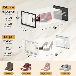 Set di 12 Scatole Impilabili in Plastica Trasparente per Scarpe, Adatte per Taglia 9, Organizer Pieghevole Rinforzato con Coperchi - Product Image 4