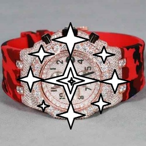 Luxury men's Stainless Steel Watch <b>Red</b> Silicone Band Analog Quartz 40mm Round Case Sapphire Dial Luminous Buckle Clasp - Product Image 2