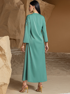 Luxury Modest Polyester Abaya <b>Dress</b> <b>for</b> Women <b>Long</b> Sleeve Ankle Length Dubai Embroidery Custom Colors & Sizes Wholesale - Product Image 2