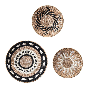 Eco-Friendly Handwoven Vintage Wall Basket Decor Set Of 3 Rattan Wall Art <b>Hanging</b> Plates For Modern Farmhouse Living Room - Product Image 1