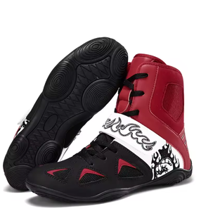 Zapatillas de lucha blancas de caña alta para hombre, con cordones, parte superior de malla, suela de goma, calzado de entrenamiento de combate para gimnasio y ring. - Product Image 5
