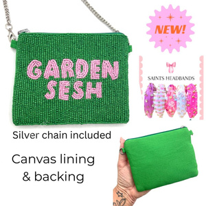 Handmade Beaded Garden Sesh Pouch Women <b>Mini</b> Clutch Bag Text Design Zip Coin Purse Crossbody OEM Supplier - Product Image 1