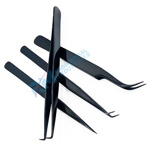 Pince à épiler de précision RMI en acier inoxydable, pointe lisse, 14 cm, 12 cm, anti-magnétique, couleur plasma noire, préhension fine et parfaite pour les cils - Product Image 1