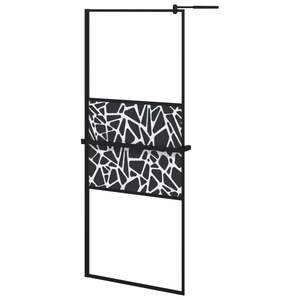 Mampara de Ducha Negra de 31.5"x76.8" con Estante, Vidrio ESG y Marco de Aluminio - Product Image 2