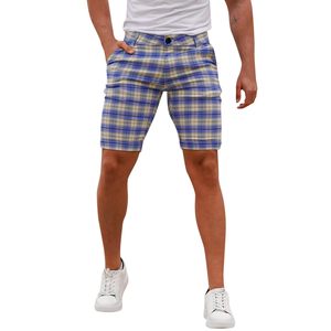 Shorts chino à carreaux personnalisés pour hommes, décontractés, motif écossais, pour le golf, longueur genou, coupe ajustée, bermudas à carreaux, taille boutonnée - Product Image 5