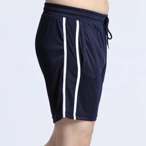 2026 Shorts Men's Navy <b>Blue</b> Shorts With White <b>Side</b> Stripes Drawstring Waist Breathable Polyester Casual Sport Shorts Unisex - Product Image 2