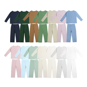 Ropa Infantil de Marca Privada Personalizada de Fábrica, Pijama de Bambú Suave con Textura Waffle en Azul y Amarillo, Conjunto de Ropa para Bebé - Product Image 3