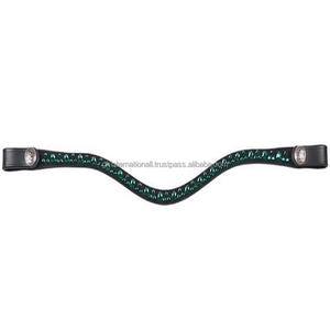 Banda de cuero genuino para cejas de caballo, con diamantes de imitación de cristal, de cuero negro, de última calidad, a precio barato - Product Image 2