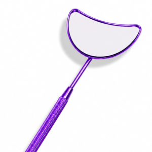 Purple Handheld <b>Makeup</b> <b>Mirror</b> 3X <b>Magnifying</b> Single Side Stainless Steel Frame Moon Shape Pocket <b>Mirror</b> - Product Image 2