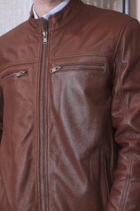 Fashionable Premium 100% Leather <b>Canvas</b> <b>Plain</b> Dyed Zipper Winter Jackets for Men Women Durable Casual Stylish - Product Image 3