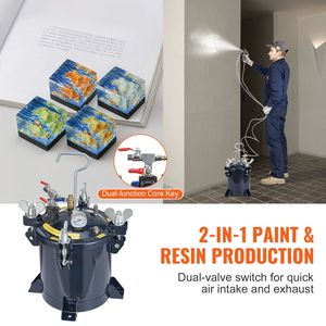 Serbatoio a Pressione in Acciaio da 10L/2.5gal per Vernice Spray, Nuovo, Pressione Massima 70PSI, per Riparazione di Perdite su Rack Metallici e Industria dei Sigillanti - Product Image 2