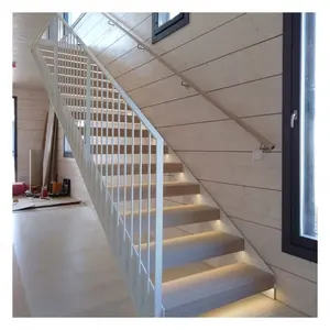Alucasa Carbon Steel Indoor Glas geländer Holz handlauf Gerade Form Kunden spezifische Treppen