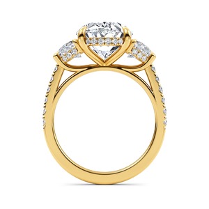 Magnifique bague de fiançailles en or rose 10K avec diamant de laboratoire, 9,46 carats au total, taille ovale, ronde et demi-lune, bijou de mariée spectaculaire - Product Image 6