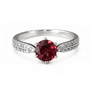 Anillo de Plata Redondo de 6mm con Granate VVIP de beGems, Nuevo Accesorio de Moda 2025 - Product Image 1