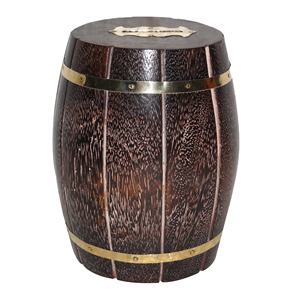 Banco de dinero con incrustaciones de Metal único hecho a mano de alta calidad para madera de Mango, forma de barril de madera promocional, artículo de regalo decorativo para el hogar Num - Product Image 2