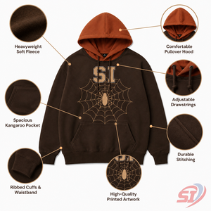 ผู้ผลิตเสื้อฮู้ดดี้ลายแมงมุม แบบสั่งทำพิเศษ เนื้อผ้าหนานุ่ม ทรงปกติ สวมหัว ลายกราฟิก สตรีทแวร์ ผ้าฝ้ายฟลีซ 100% เป็นมิตรกับสิ่งแวดล้อม รับผลิตตามแบบ - Product Image 4