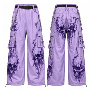 Pantalones Anchos Góticos de Secado Rápido y Ecológicos, Cintura Media, Corte Holgado con Cadenas y Bolsillos, Estilo Primavera, Jeans para Hombre - Product Image 1