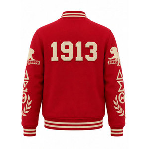 Chaqueta Universitaria Delta Sigma Theta Roja y Negra con Letras Bordadas, Logotipo del Capítulo, Diseño Devastating Divas, Ropa Casual Urbana para Hombre - Product Image 6