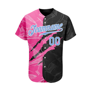 Uniformes de Béisbol Transpirables con Estampado Digital ODM, 100% Poliéster, Unisex, Tallas Grandes, Manga Corta, Nombre del Equipo Personalizado, Cuello en V/Cuello Redondo - Product Image 3