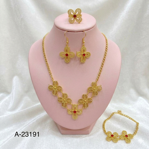 Latest Trendy Indian Gold Plated Zircon Floral <b>Necklace</b> and Earring <b>Set</b> for Women Engagement Wedding & Party Jewelry - Product Image 5