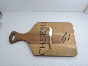 Planche à découper en bois en forme de pomme avec design de couverts, antidérapante, pour cuisine, emballage individuel - Product Image 2