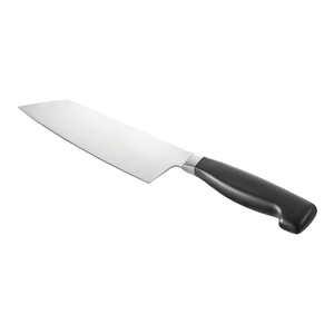 6,5-Zoll Bunka-Messer mit Schwarzem Konturiertem Griff und Glatter Silberner Abgewinkelter Klinge für Obstschneiden, Gemüsehacken und Essenszubereitung - Product Image 1