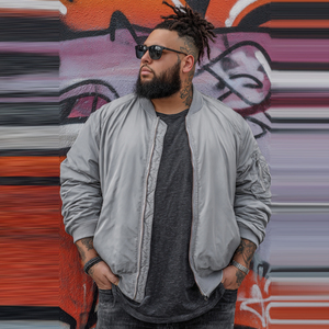 เสื้อแจ็คเก็ตบอมเบอร์ซาตินไซส์ใหญ่สำหรับผู้ชาย เสื้อแจ็คเก็ตบอมเบอร์กันน้ำสำหรับฤดูหนาว สไตล์สตรีท เสื้อโค้ทแจ็คเก็ตบอมเบอร์ซาตินสำหรับผู้ชาย - Product Image 5