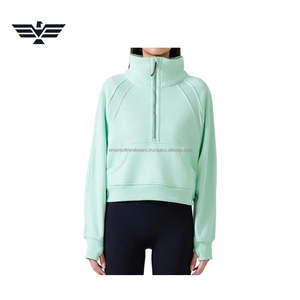 Sudadera de Forro Polar con Cuello Alto y Media Cremallera para Mujer, Suave y Acogedora, Sudadera con Capucha Informal para Invierno, Color Personalizado, Logotipo Frontal - Product Image 3