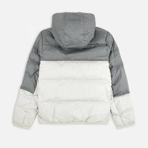 Men's Thick Hooded <b>Puffer</b> <b>Jacket</b> Gray <b>White</b> Windproof Waterproof Breathable Eco-Friendly Polyester Wadding Filled Zipper Closure - Product Image 2