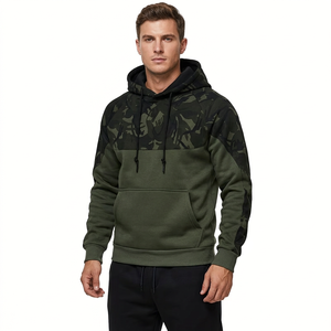 Sweat-shirt à capuche pour homme, imprimé camouflage, décontracté, manches longues, en polaire, vert automne, imprimé en sérigraphie, polyester/coton - Product Image 1