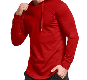 Sudadera con Capucha para Hombre, Manga Larga, Fácil de Usar, Color Rojo Sólido, Tejido de Punto, 100% Algodón, Felpa, 300g, Transpirable, Informal, para Otoño - Product Image 5